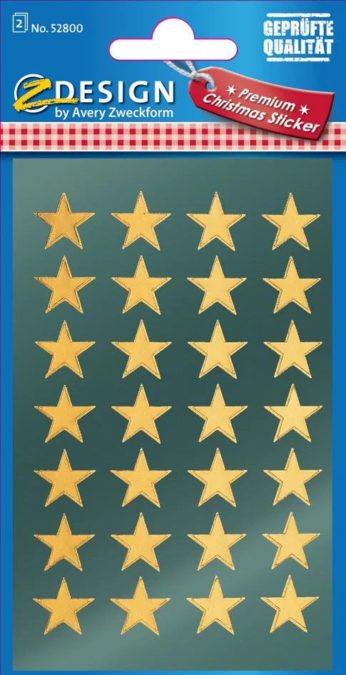 AVERY Zweckform ZDesign Stickers de Noël 'étoiles', or - OEM 52804
