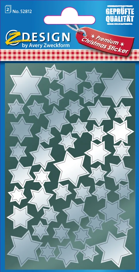 AVERY Zweckform ZDesign Stickers de Nöel 'étoiles', argent - OEM 52812