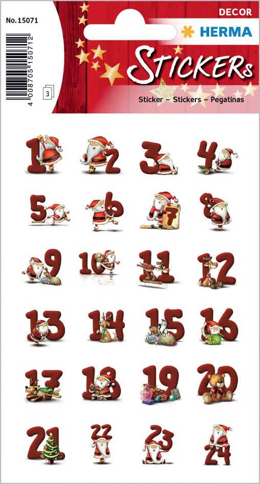 HERMA Autocollants de Noël DECOR chiffres calendrier Avent - OEM 15189