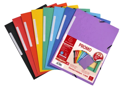 EXACOMPTA Chemise à élastiques Pack Promo 7+3, A4, assorti - OEM 55000SE