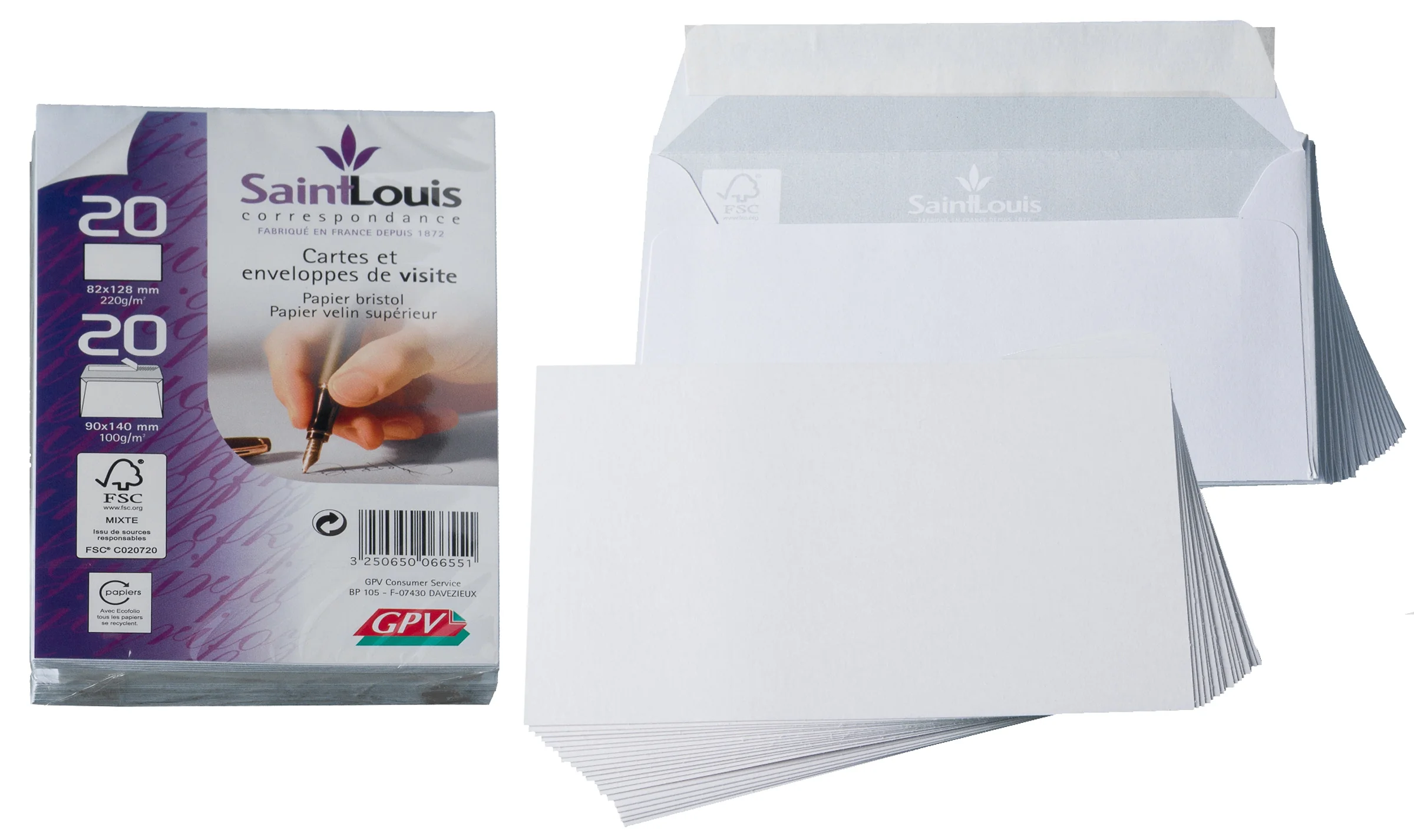 GPV Kit de 20 cartes et 20 enveloppes Saint Louis, blanc - OEM 6655