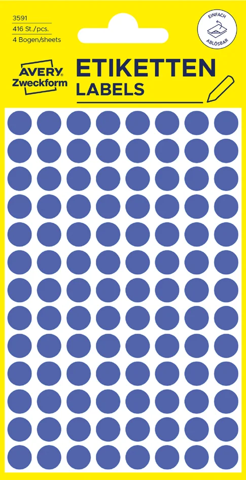 AVERY Zweckform Pastille de couleur, enlevable, 8 mm, bleu - OEM 3591 – Image 3
