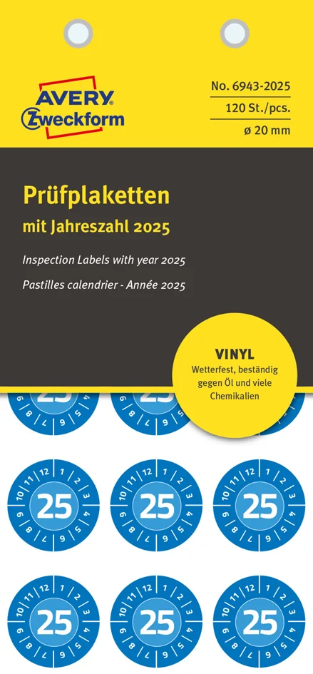 AVERY Zweckform Plaquette de contrôle, 2026, 30 mm, vert - OEM 6944-2026