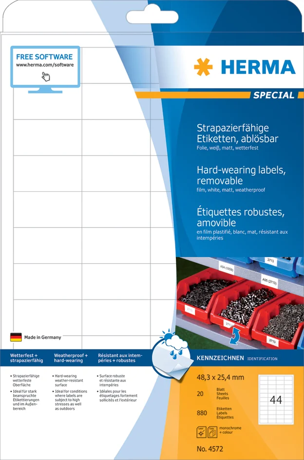 HERMA Etiquette film SPECIAL, 97 x 42,3 mm, enlevable - OEM 4574