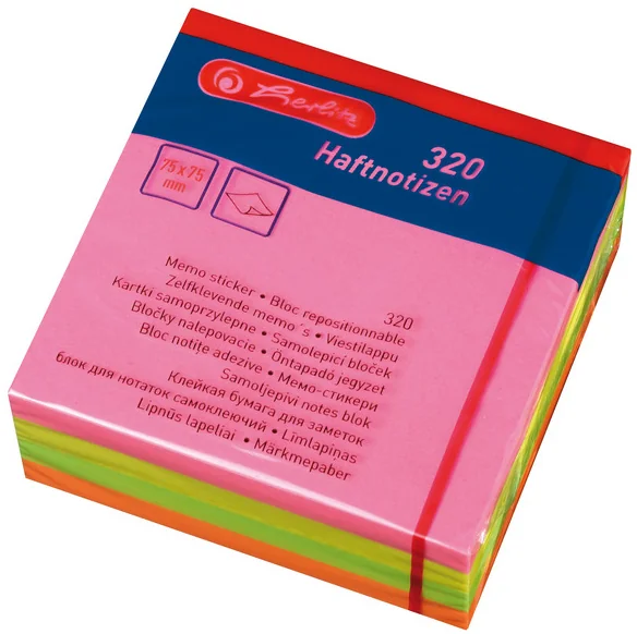 herlitz Bloc-notes adhésifs, 75 x 75 mm, couleurs fluo - OEM 300008427