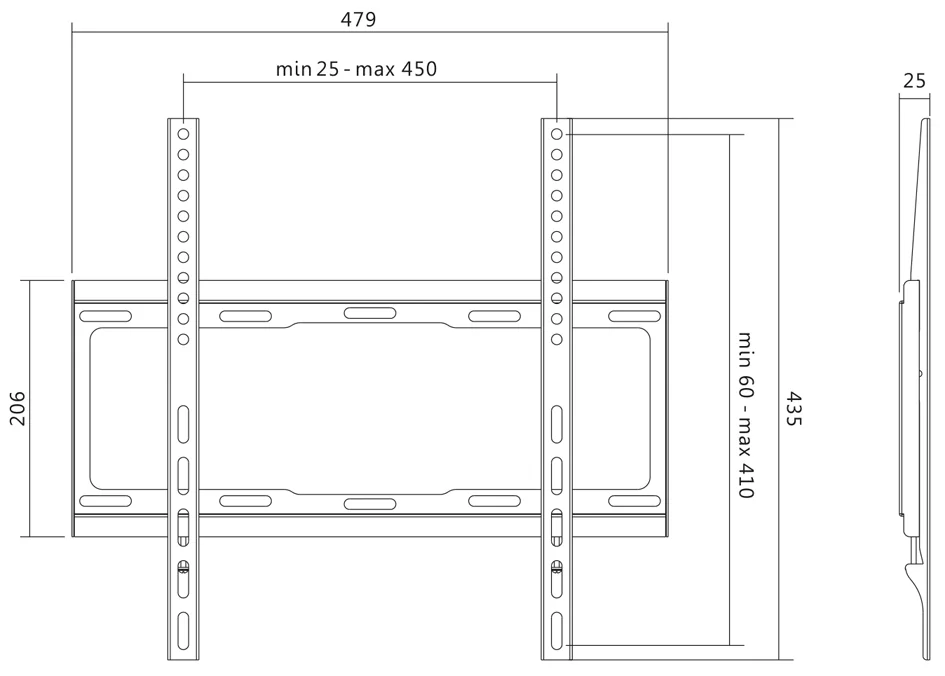 LogiLink Support mural pour TV, plat, pour 81,28 - 139,7 cm - OEM BP0011