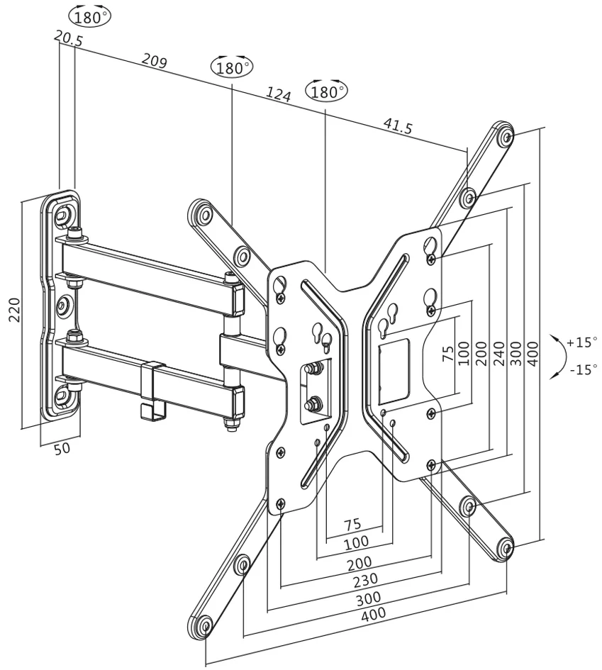 LogiLink Support pour téléviseur Full Motion, pour 58,42 - OEM BP0016