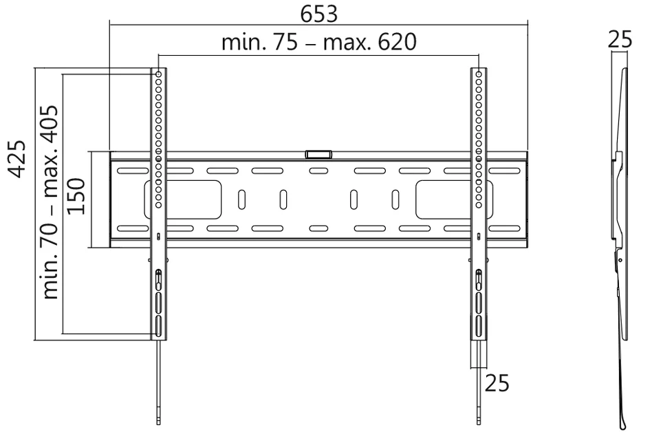 LogiLink Support mural pour TV, plat, pour 96,98 - 177,8 cm - OEM BP0017