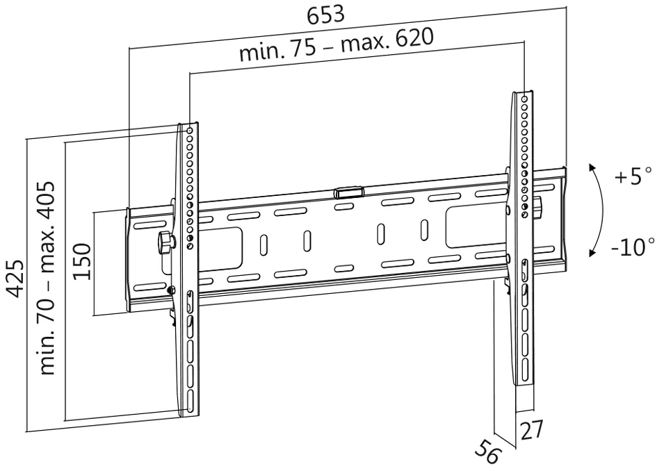 LogiLink Support mural pour TV, inclinable, 96,98 - 177,8 cm - OEM BP0018