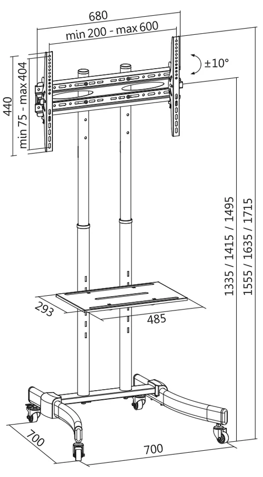 LogiLink Support pour téléviseur inclinable, pour 96,98 - OEM BP0026