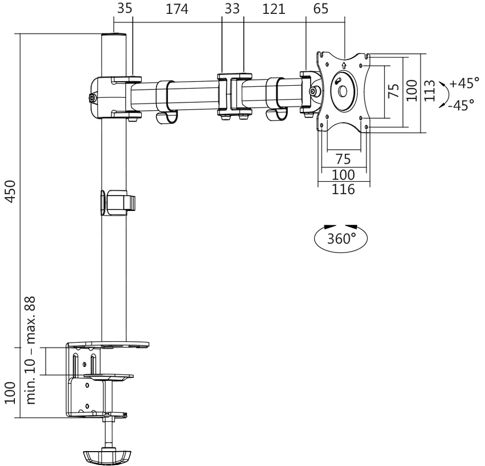 LogiLink Bras support pour écran, noir - OEM BP0021