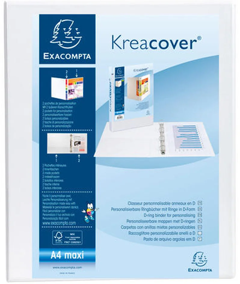 EXACOMPTA Classeur personnalisable Kreacover, A4 Maxi, blanc - OEM 51944E