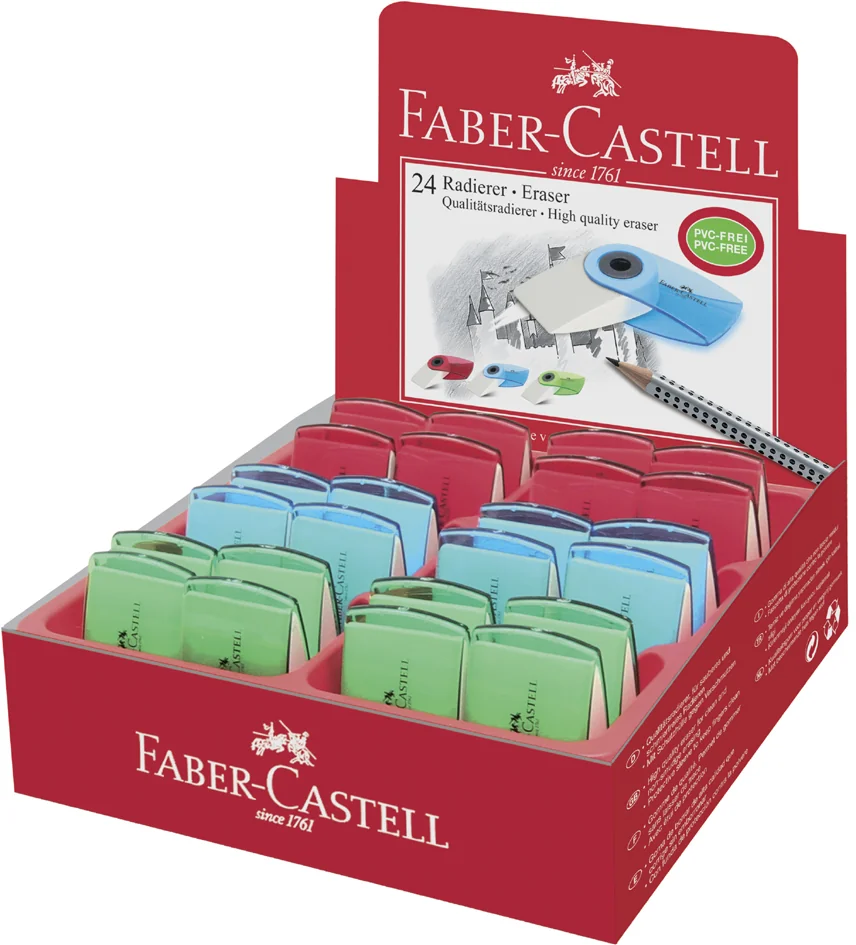 FABER-CASTELL Gomme en plastique 'SLEEVE MINI', assorti - lot de 24 - OEM 182412