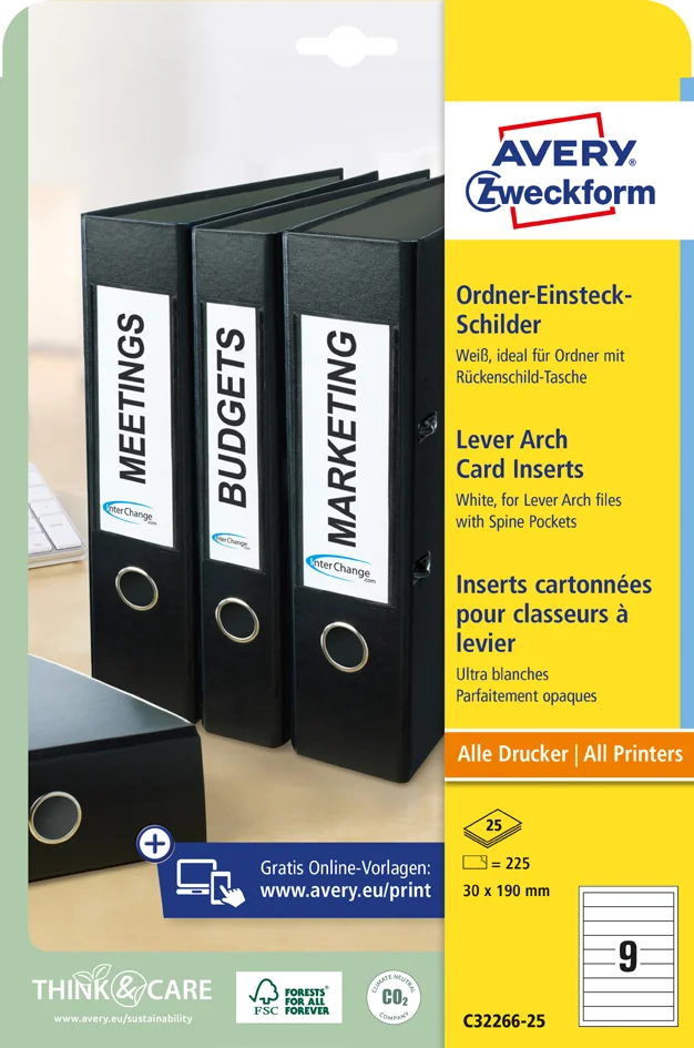 AVERY Zweckform Etiquette pour dos de classeurs, 50 x 146 mm - OEM 32231