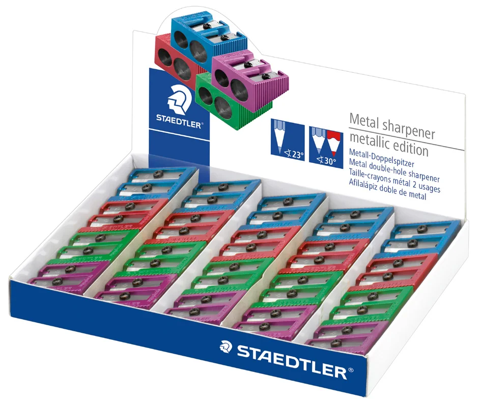 STAEDTLER Taille-crayon à 2 trous Metallic, présentoir de 20 - lot de 20 - OEM 510 20 PR2