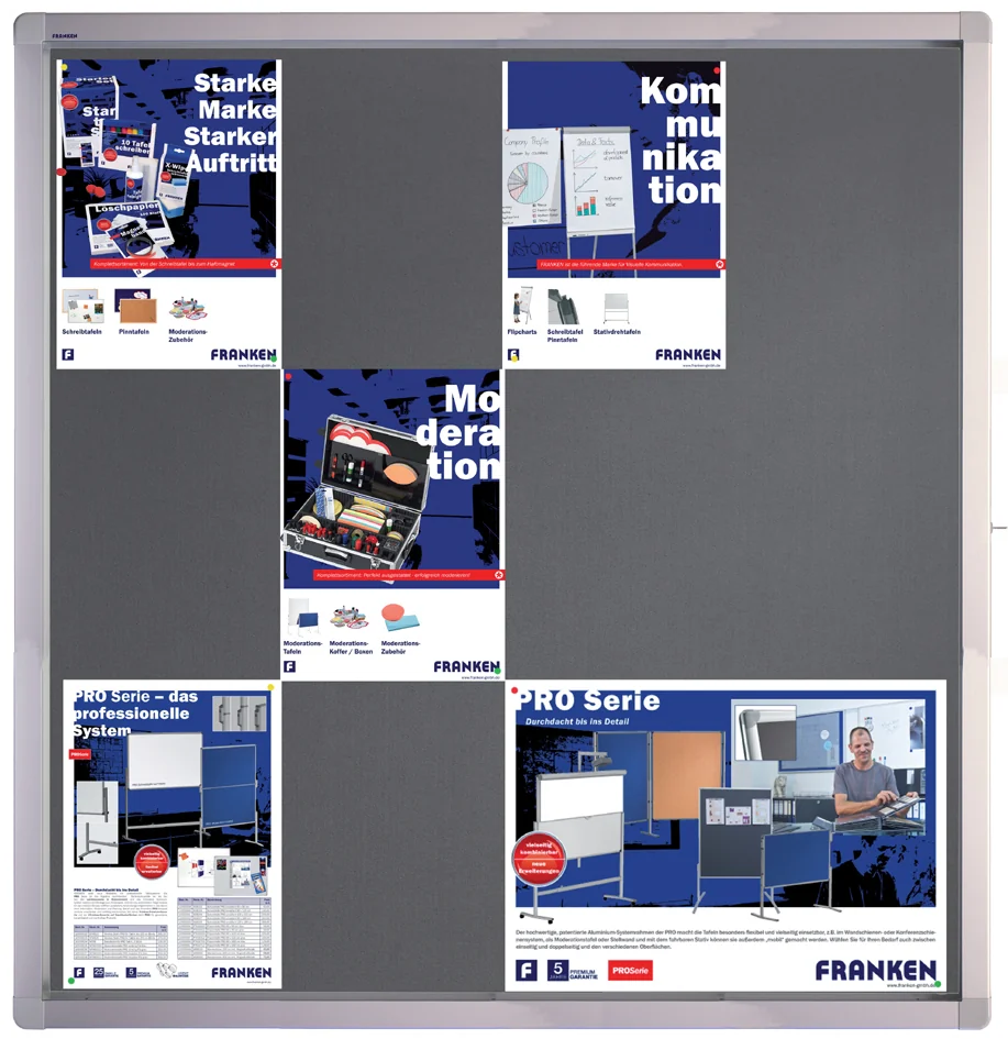 FRANKEN Vitrine d'affichage ECO pour 4x A4, dos en feutre - OEM SK4PTE12