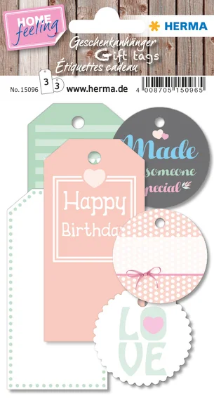 HERMA Etiquettes cadeau HOME feeling, coloré - OEM 15096