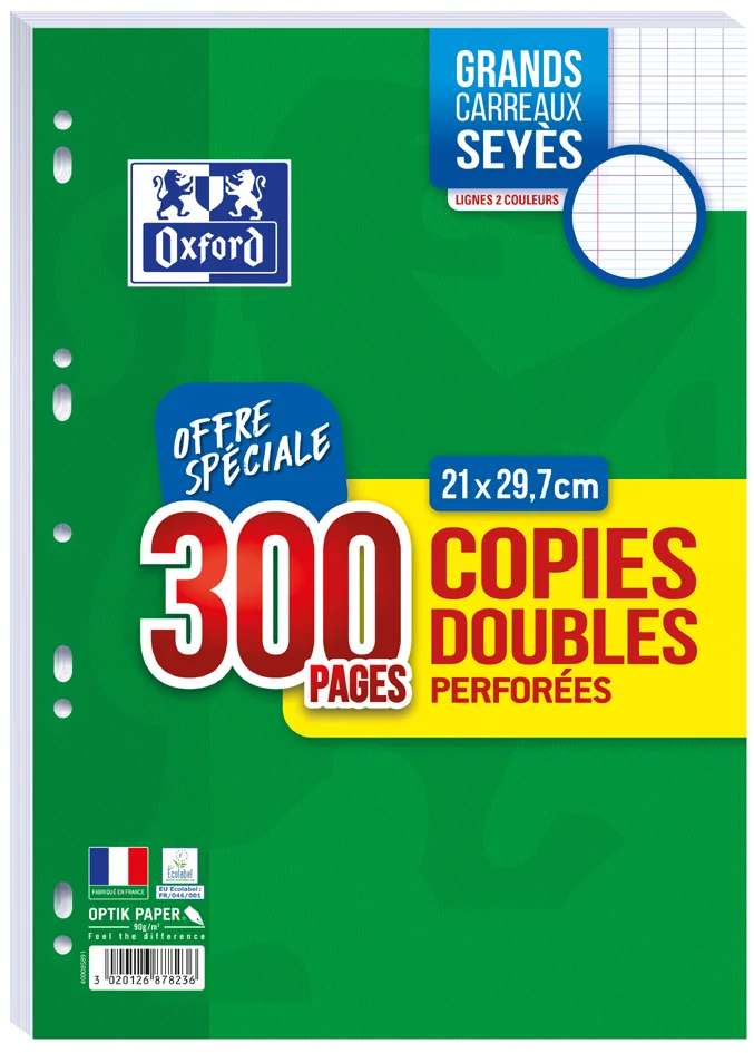 Oxford Copies doubles perforées, A4, Seyès, Offre Spéciale - OEM 100902221