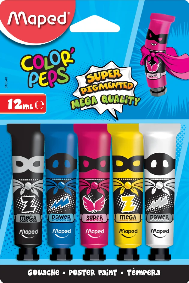 Maped Gouache COLOR'PEPS, dans tube, blister de 5 - OEM 810540