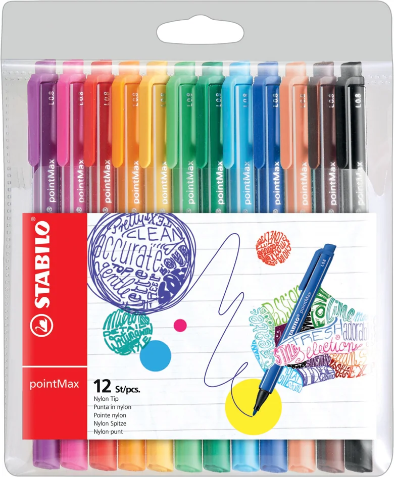 STABILO Stylo-feutre pointMax, étui en plastique de 12 - OEM 488/12-01