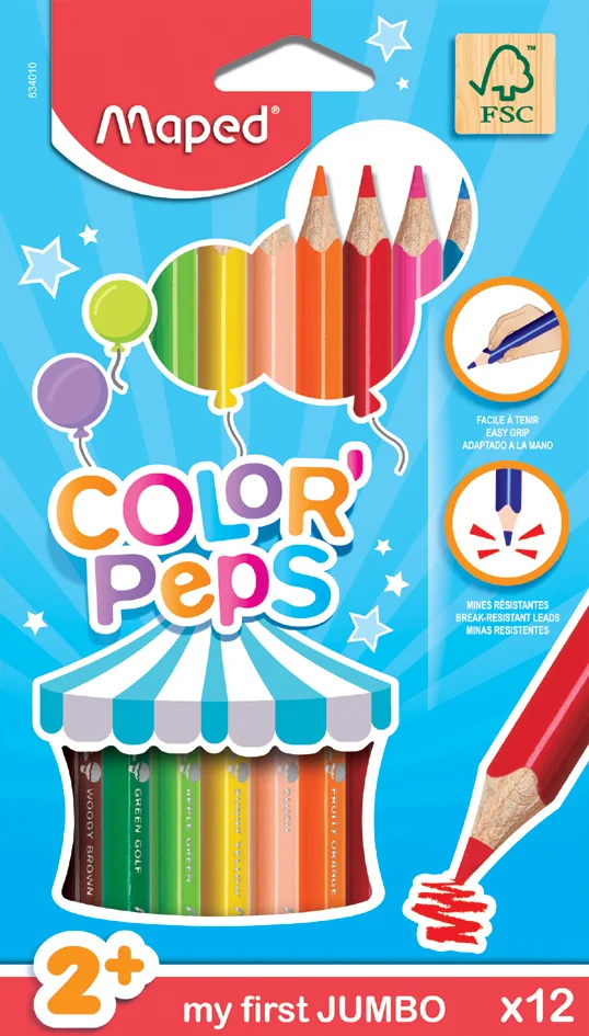 Maped my first Crayons de couleur COLOR'PEPS JUMBO, étui 18 - OEM 834012FC