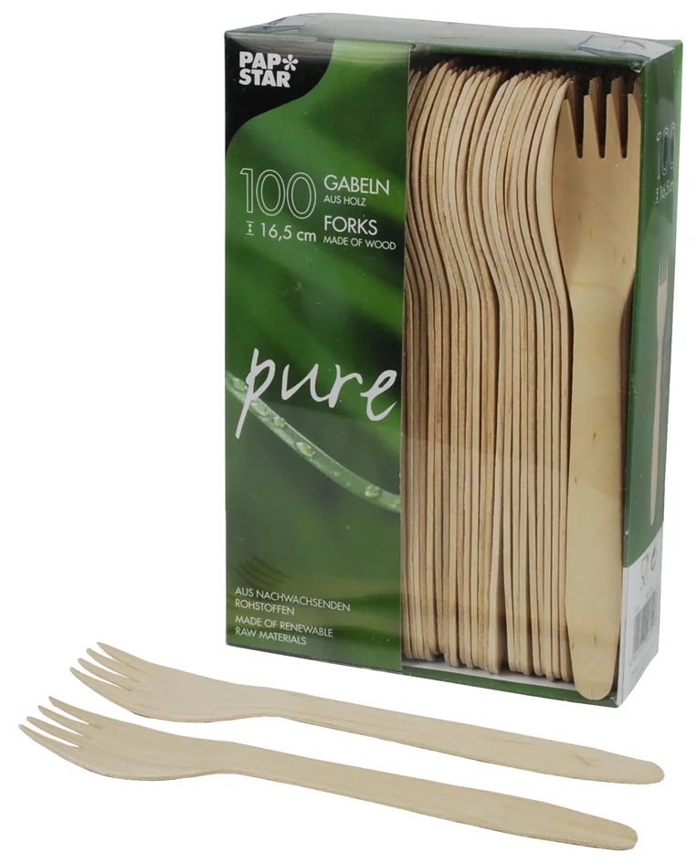 PAPSTAR Fourchette en bois 'pure', longueur: 165 mm, par 100 - OEM 18199