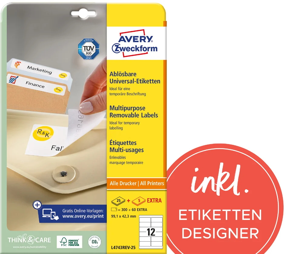 AVERY Zweckform Etiquette universelle, 96 x 50,8 mm, blanc - OEM L4744REV-25 – Image 6
