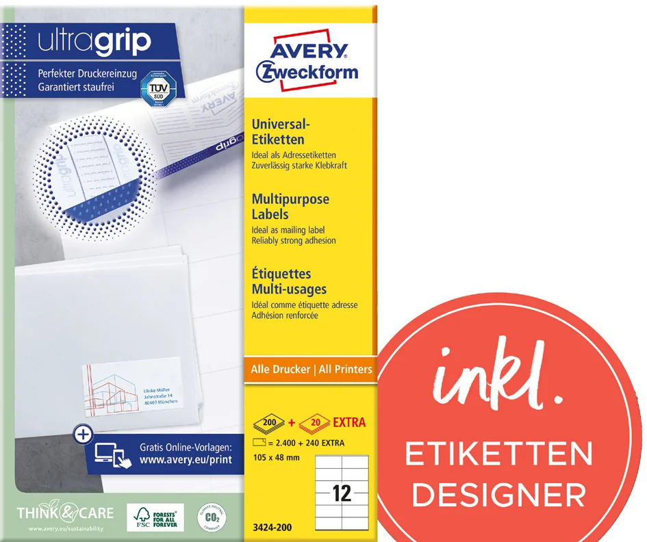 AVERY Zweckform Etiquette universelle, 210 x 297 mm, blanc - OEM 3478-200