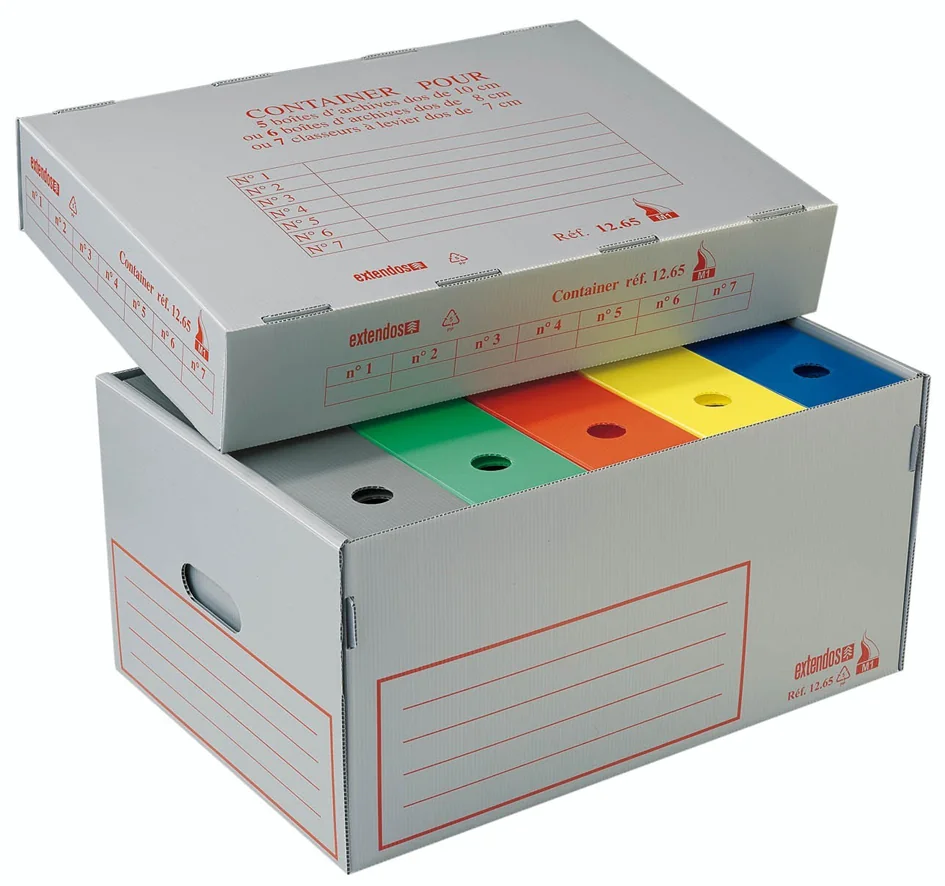 extendos Conteneur d'archives ignifugé, en PP alvéolé - lot de 5 - OEM 12.65 M1 X513