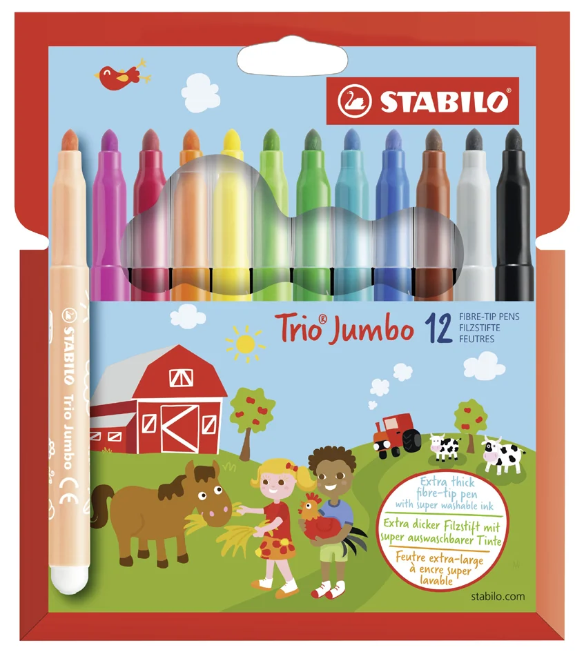 STABILO Feutre Trio Jumbo, étui en carton de 12 - OEM 380/12
