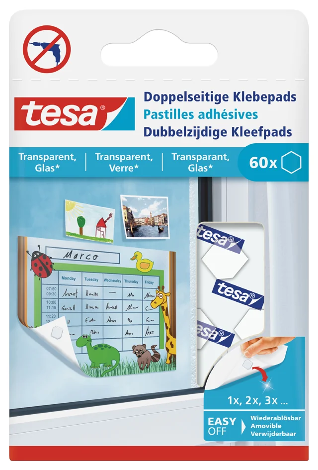 tesa Pastilles adhésives, adhésion des 2 faces, transparent - OEM 77731-00000-01