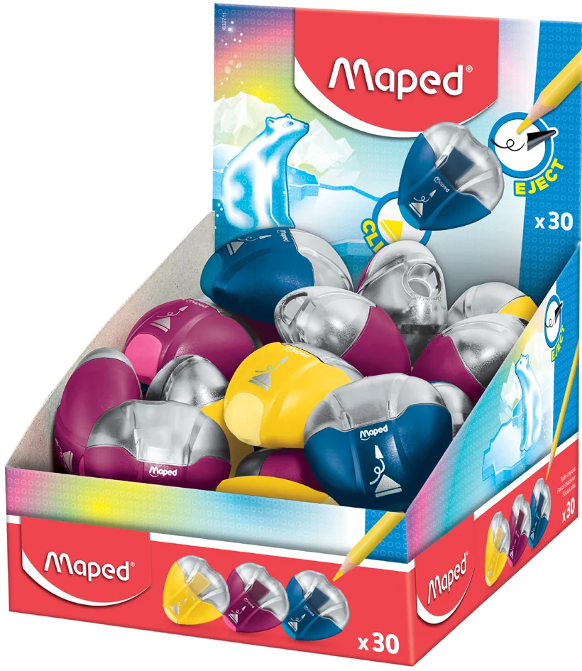 Maped Taille-crayon i-gloo Eject, assorti, présentoir de 30 - lot de 30 - OEM M032711