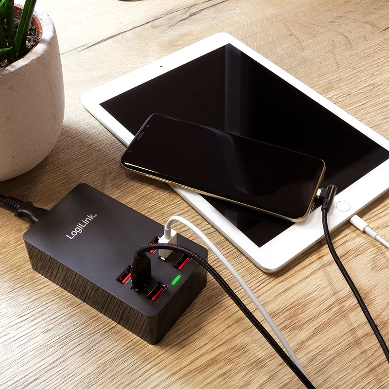 LogiLink Boîtier de chargement USB, 6 ports, 32 Watt, noir - OEM PA0139