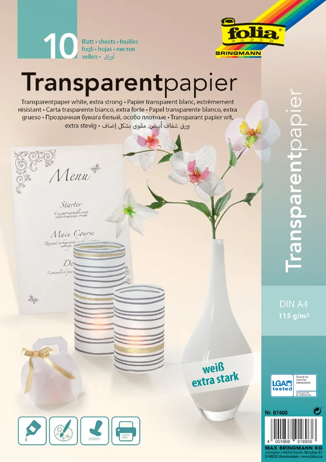 folia Papier transparent, A4, 115 g/m2, assorti - OEM 87409