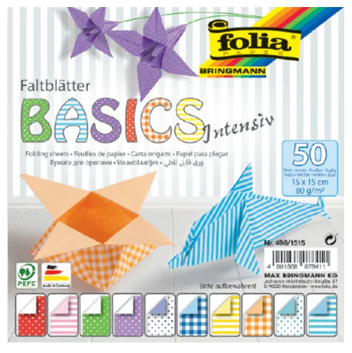 folia Papiers pour le pliage 'Basic Intensiv', 150 x 150 mm - OEM 498/1515