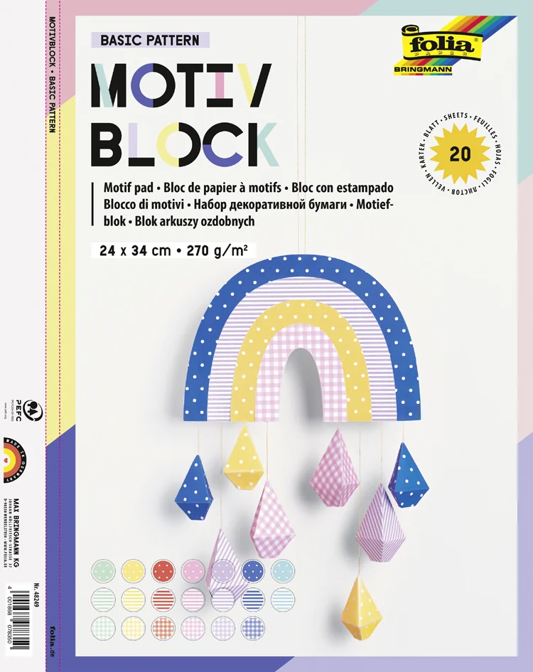 folia Bloc en papier à motifs 'Basic Intensiv', 240 x 340 mm - OEM 48249