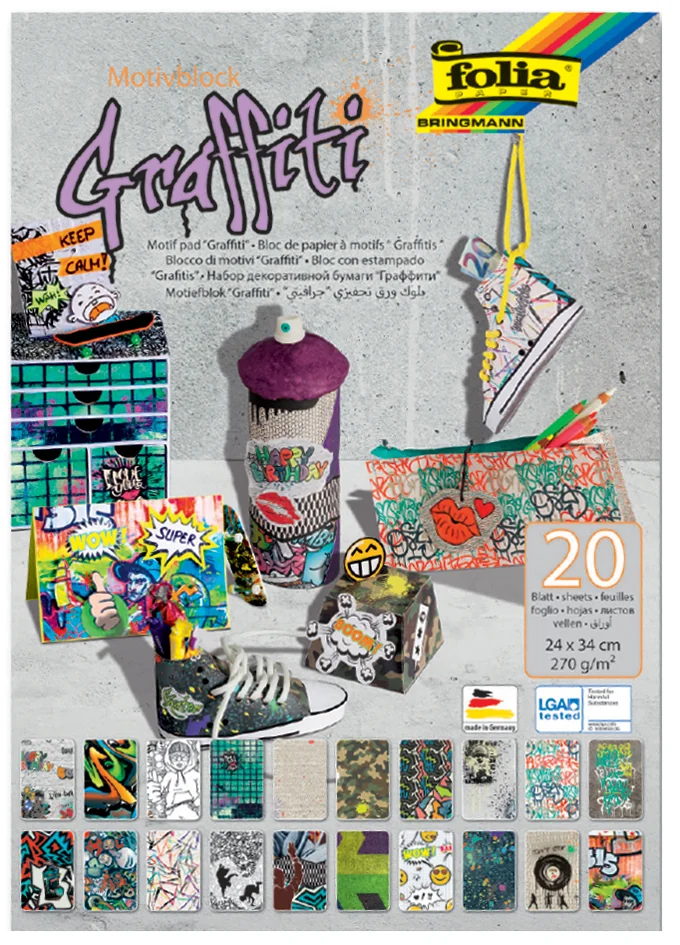 folia Bloc en papier à motifs 'Graffiti', 240 x 340 mm - OEM 48349