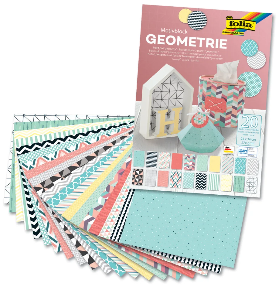 folia Bloc en papier à motifs 'Géométrie', 240 x 340 mm - OEM 48449
