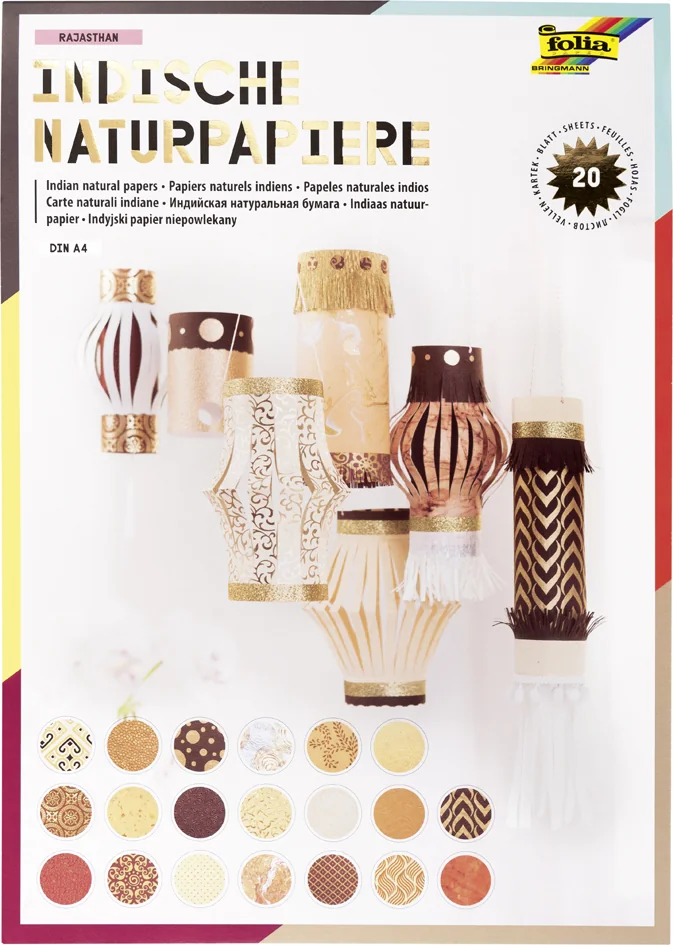 folia Bloc à papier naturel 'RAJASTHAN', A4, 20 feuilles - OEM 550404
