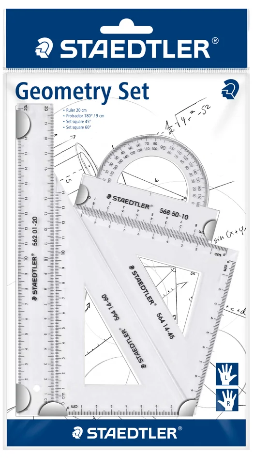 STAEDTLER Kit de géometrie, petit, 4 pièces, transparent - OEM 569 PB4-0
