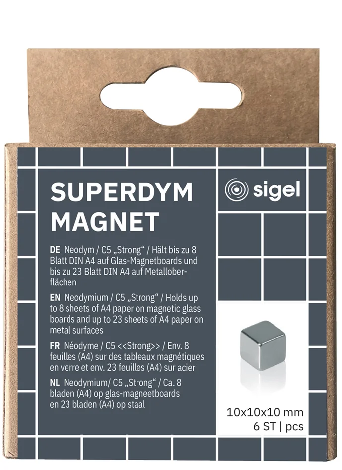 sigel Aimant néodyme cube 'Strong' C5, set de 6, argent - OEM BA192
