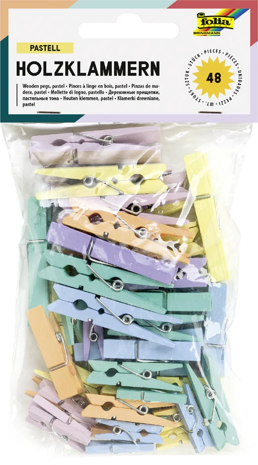 folia Pince à linge en bois, 3 tailles, blanc - OEM 2293
