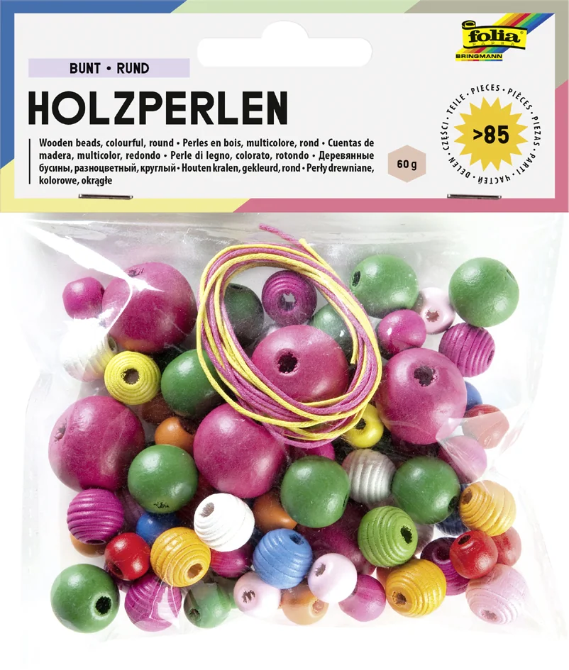 folia Perles en bois, rond, assorti en taillles et couleurs - OEM 2297