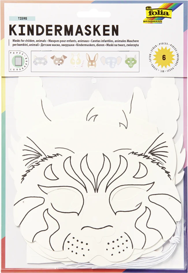 folia Masques pour enfants, en carton, 6 motifs assortis - OEM 23209