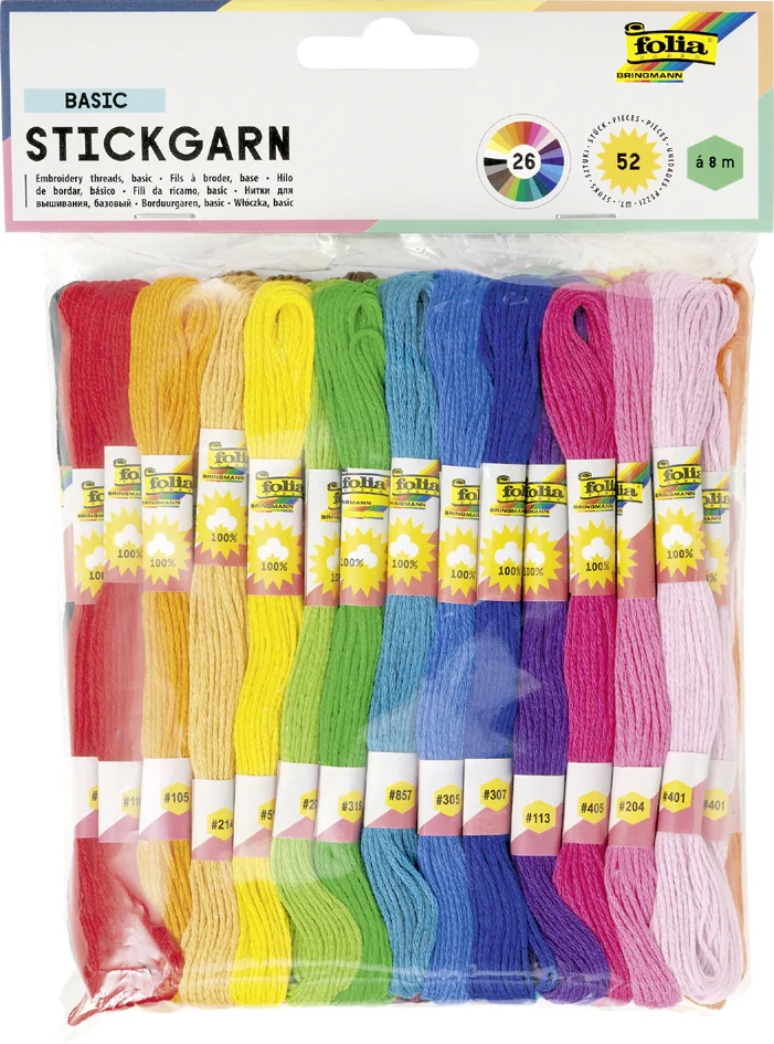 folia Fil à broder 'Basic', 52 échevettes de 8 m, assorti - OEM 23991