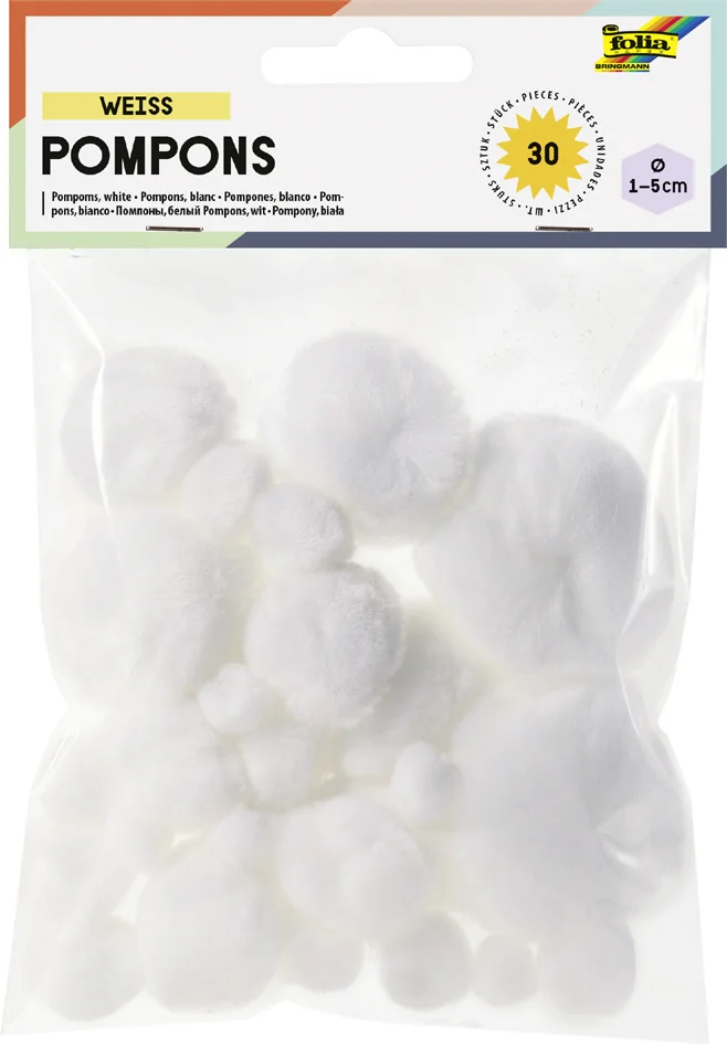 folia Pompons, 30 pièces, blanc - OEM 50030