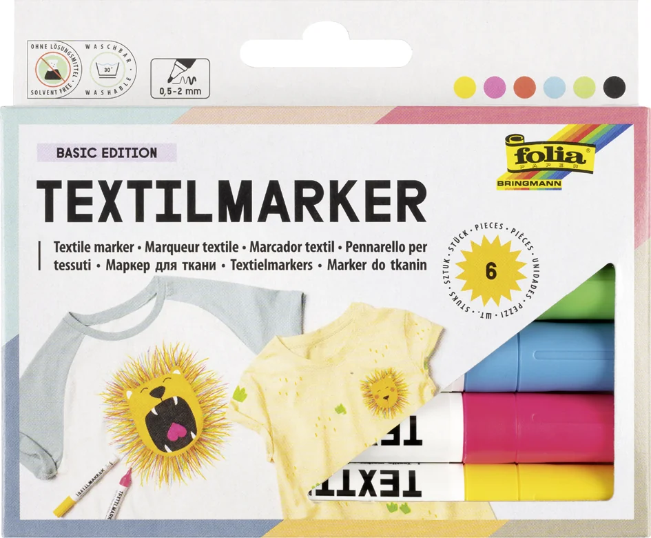 folia Marqueur pour textiles, set de 12, assorti - OEM 581