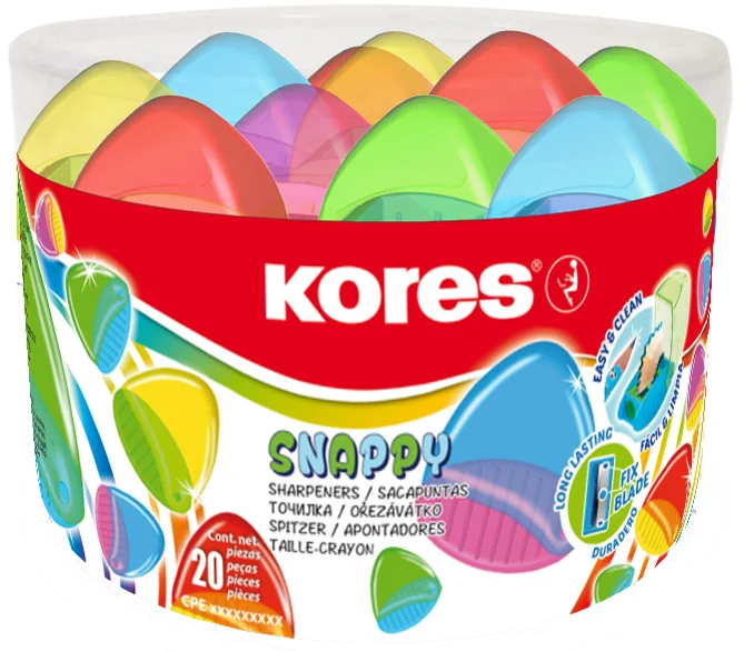 Kores Taille-crayons à deux trous 'Snappy Duo', Boîte ronde - lot de 20 - OEM SP35814