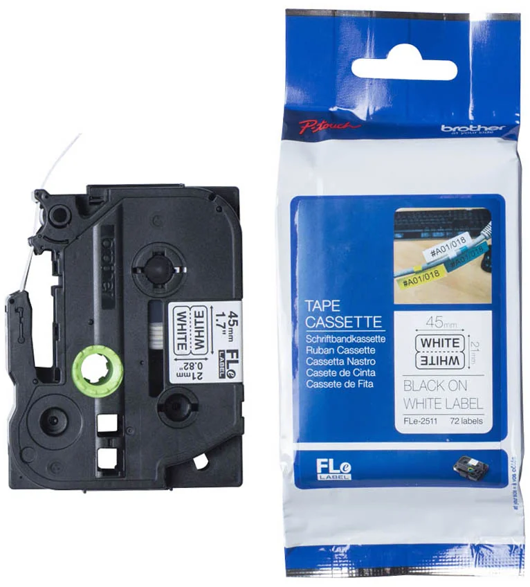 brother FLe-2511 Cassette à ruban, noir / blanc - OEM FLe-2511