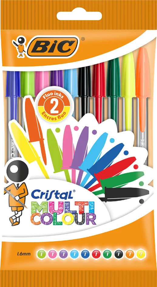 BIC Stylo à bille Cristal Large Multicolor, sachet de 10 - OEM 524180